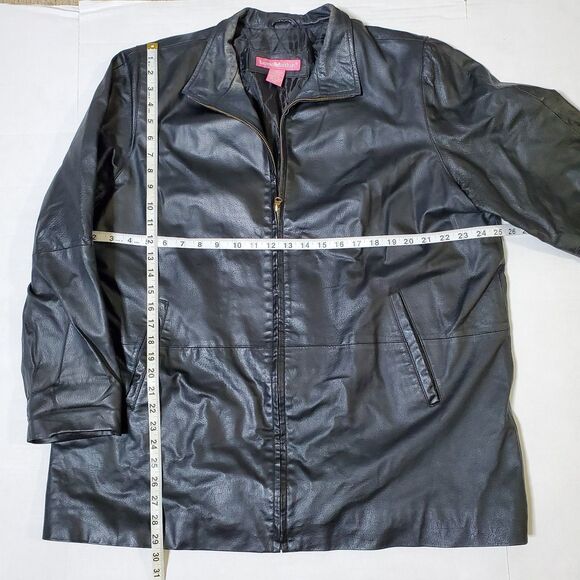 Woman Within Leather Jacket Size 18W Plus Quilted Lining Zip Up Swing Womens - Picture 10 of 12